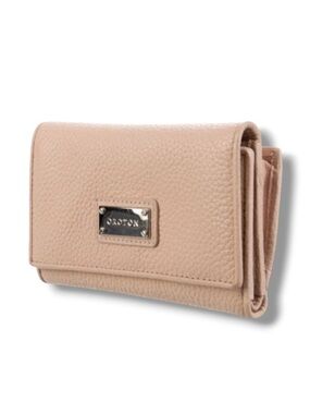 Oroton Leather Compact Wallet Multi-compartments Nude Beige Light Pink Color